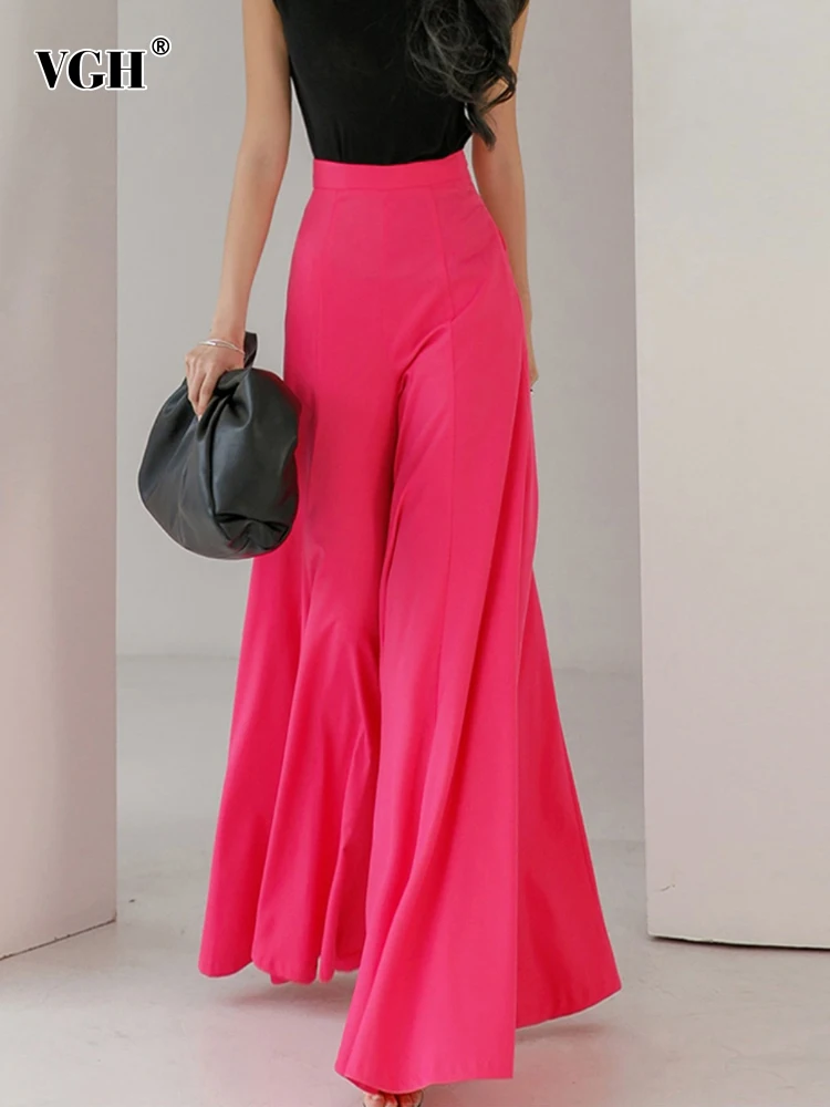 

Женские свободные брюки с широкими штанинами VGH, однотонные минималистичные длинные брюки с высокой талией, модная одежда на весну 2022