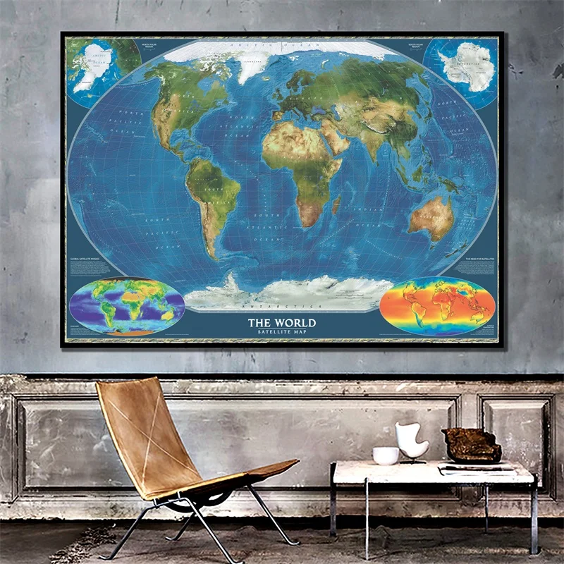 

The World Map Unframed Posters and Prints Wall Art Pictures Canvas Paintings Living Room Home Decoration Office Supplies 59*42cm