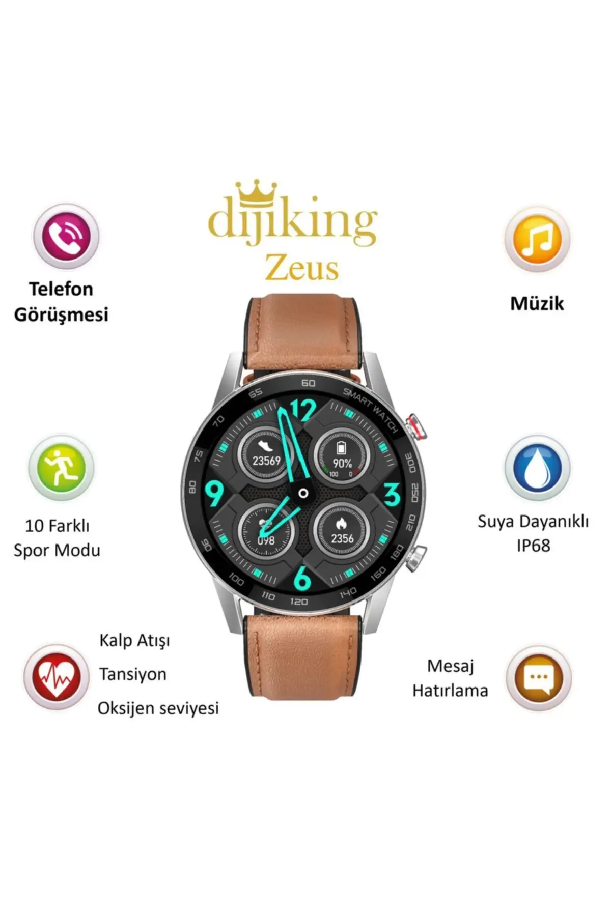 Смарт-часы Zeus D95 с водонепроницаемым кожаным шнуром