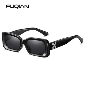 FUQIAN Роскошные брендовые дизайнерские Квадратные Солнцезащитные очки для мужчин и женщин, модные маленькие прямоугольные солнцезащитные очки, Женские винтажные очки для вождения UV400