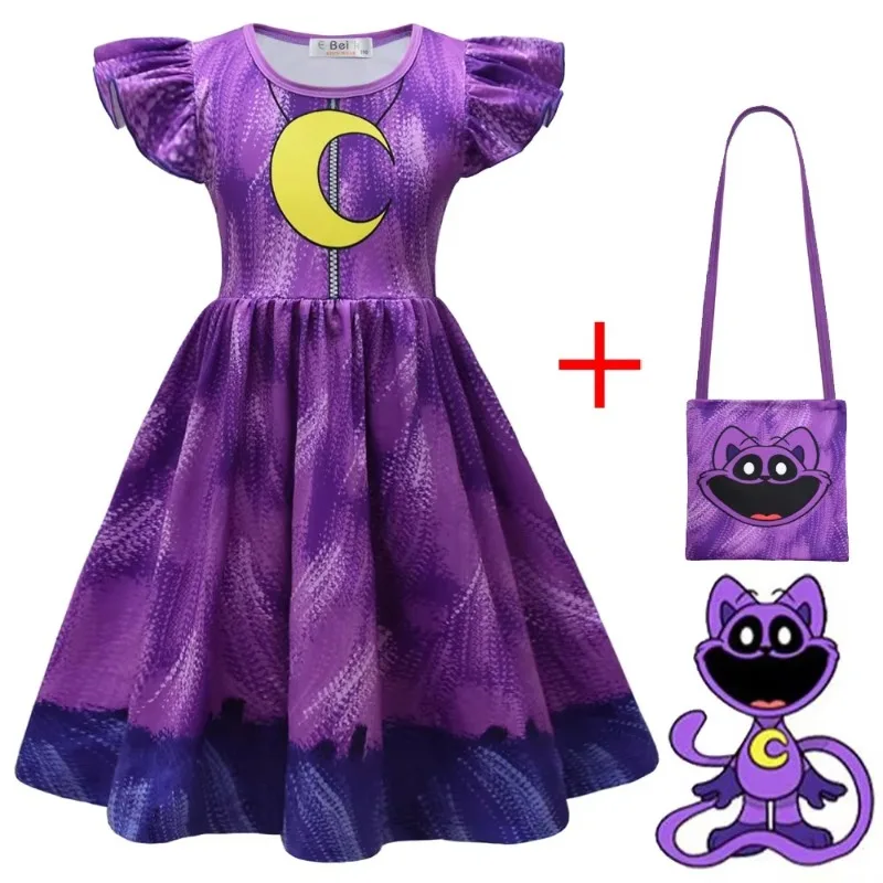 Детское платье с рисунком улыбающегося животного Повседневное рукавом летучая