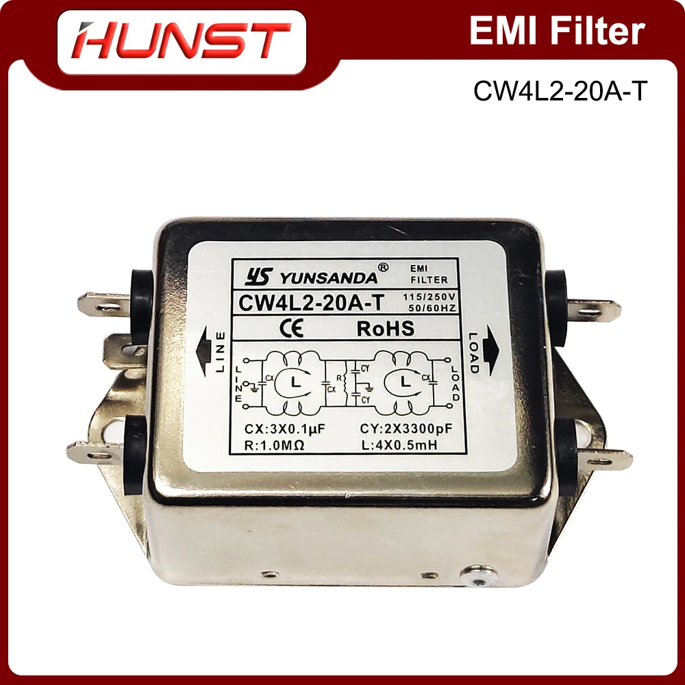 Hunst EMI Filter CW4L2-20A-T Single Phase AC 115V / 250V 20A 50/60HZ For Laser Cutting Engraving Machine And  Marking Machine. enlarge