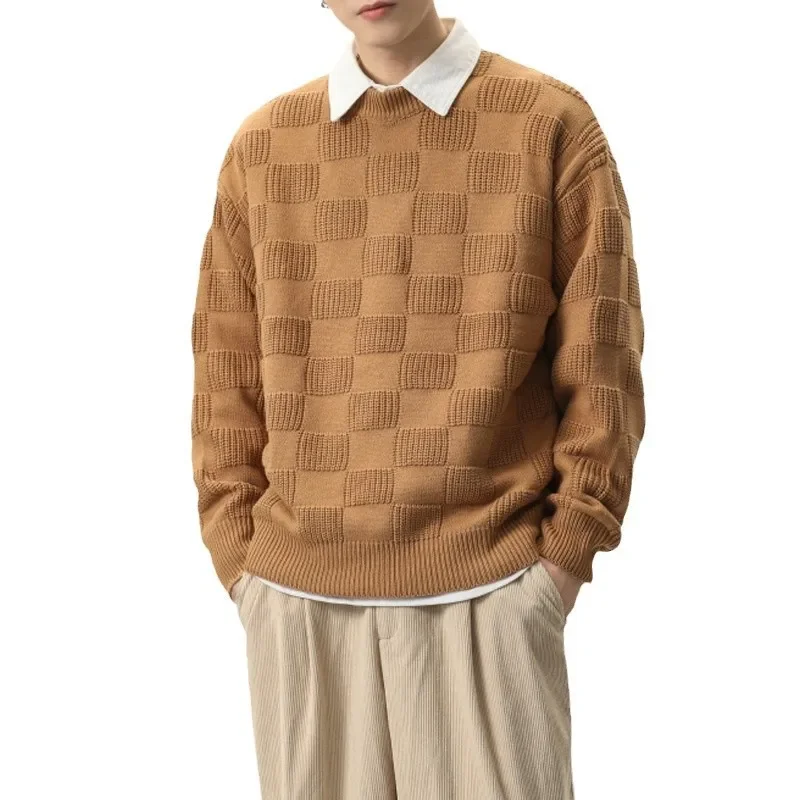 Свитер с круглым вырезом в стиле BNIdleМужской повседневный утолщенный вязаный