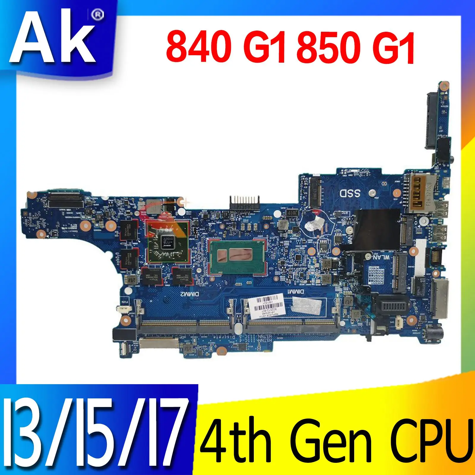 

Материнская плата для ноутбука HP Elitebook 840 G1 материнская плата 6050A2559101 материнская плата 216-0842121 DDR3 I3 I5 I7 процессор 4-го поколения