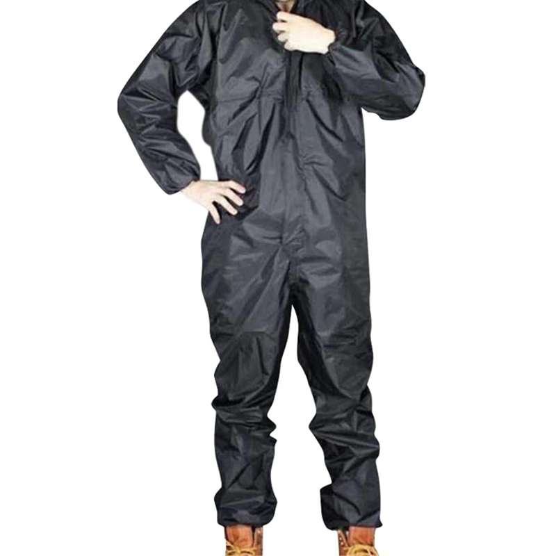 

2SET Motorcycle Raincoat /Conjoined Raincoat/Overalls Men And Women Fission Rain Suit Rain Coat Black Size L/XXXL