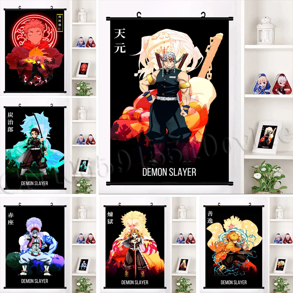 Настенное украшение, Постеры-Рассекатели демонов, картина HD пинт, Картина на холсте, картина Rengoku Shinjurou, Висячие свитки, картина для гостиной