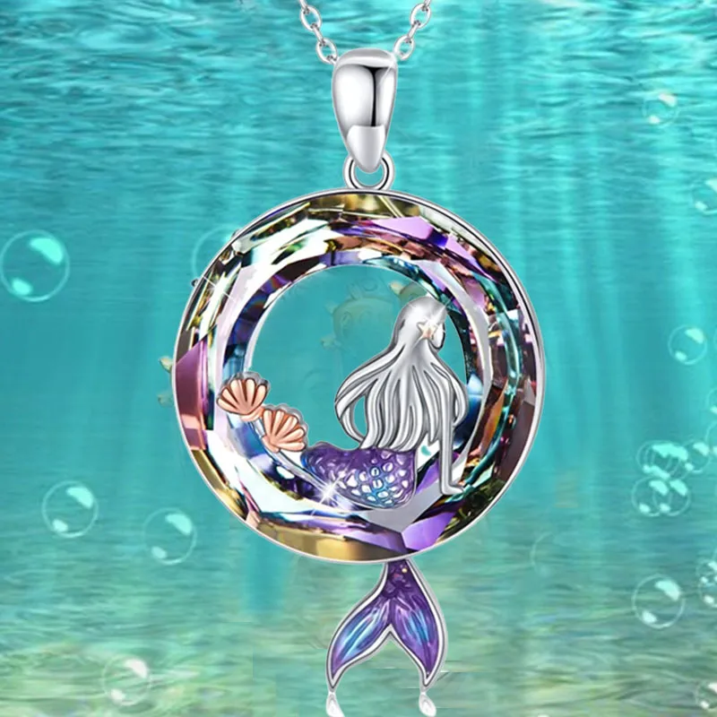 

Mermaid Goddess Necklace Round Hollow Pendant Romantic Valentine's Day Gift Jewelry for Mother Women Ornament Wholesale