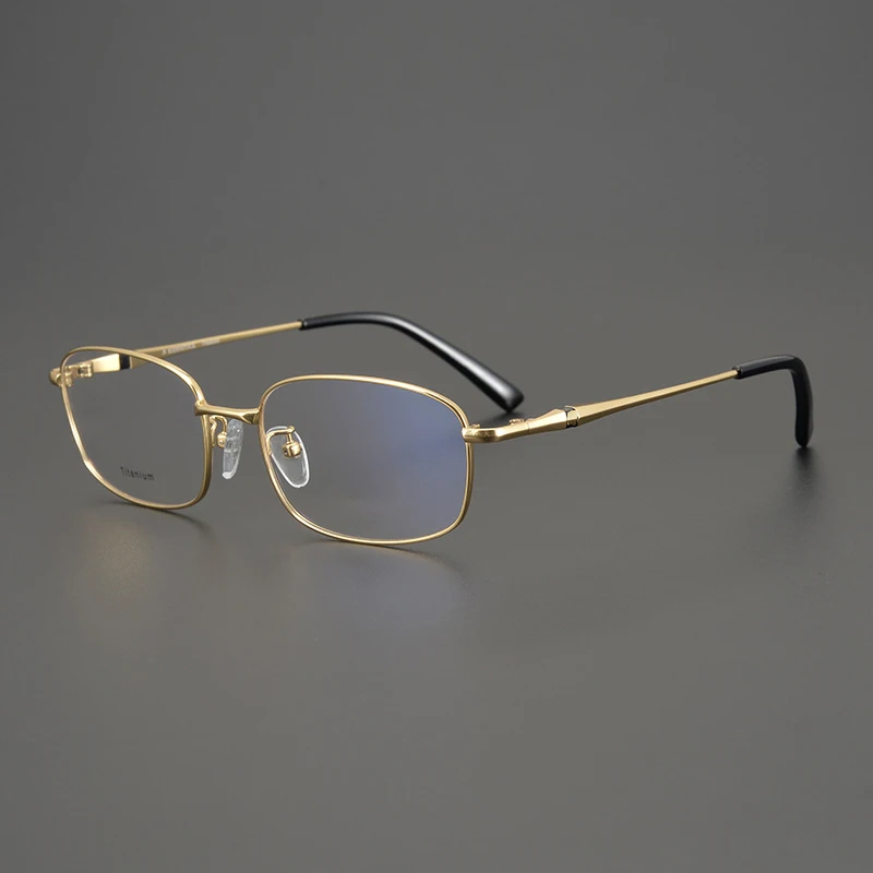 Zerosun 18k Gold Titanium Reading Glasses Frame Eyeglasses Male Full Rim High-end Ultralight Spectacles Anti Blue Light 0 +150