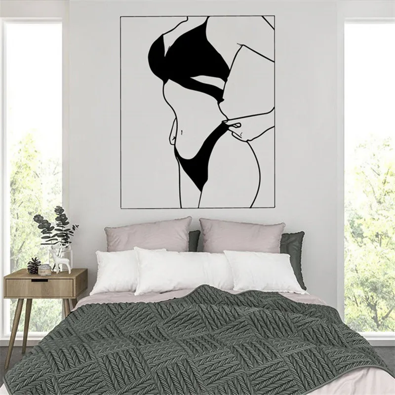

Sexy Living Room Wall Stickers Decoration Punch Bathroom Door Glass Stickers Underwear Swimsuit Shop Window Stickers Hotel Room