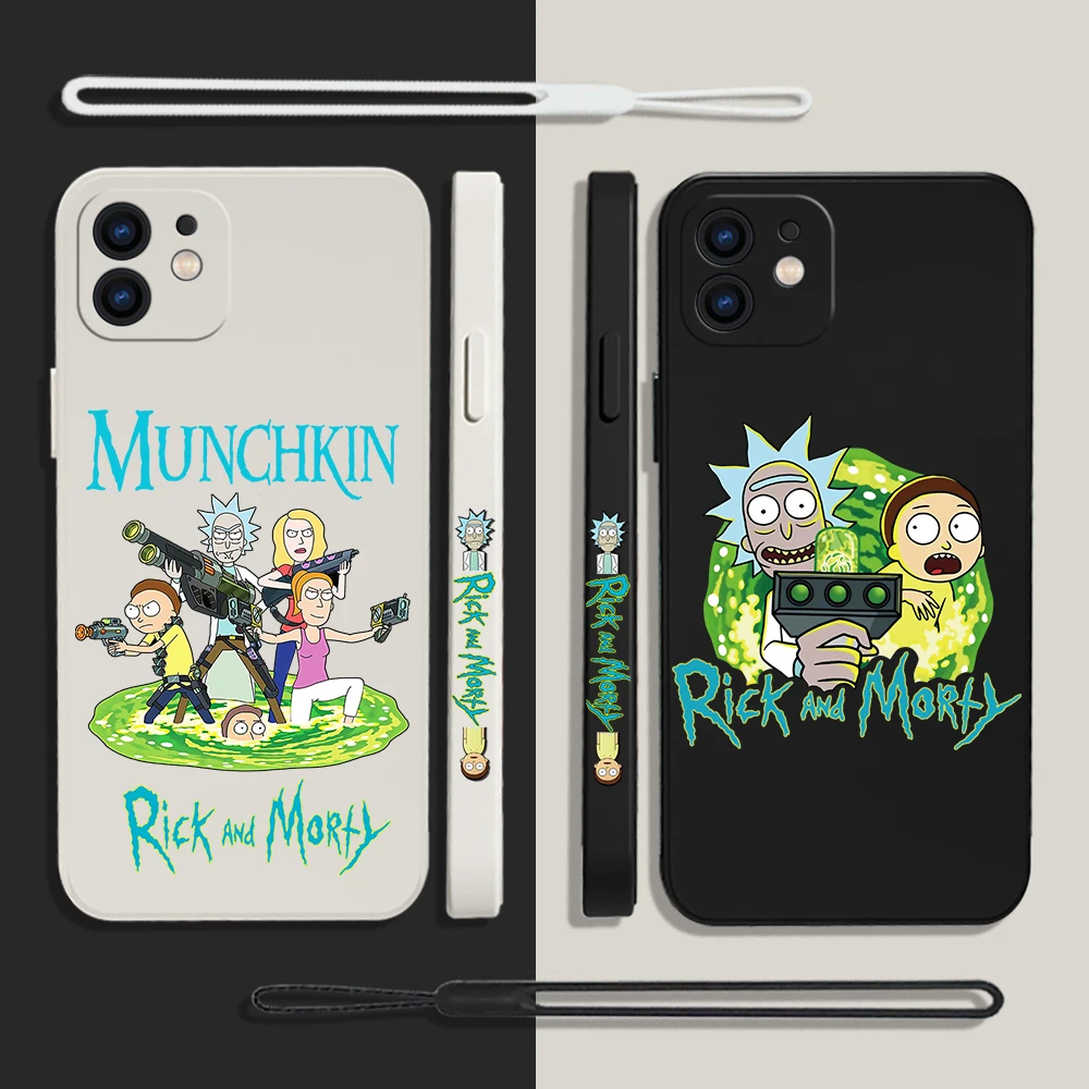 

Luxury Ricks and Morties with Lanyard Phone Case for Xiaomi Redmi Note11 10A 10 10S 9 8 7 Pro Plus 10C 9A 9C 9T 4G 5G Cover Gift