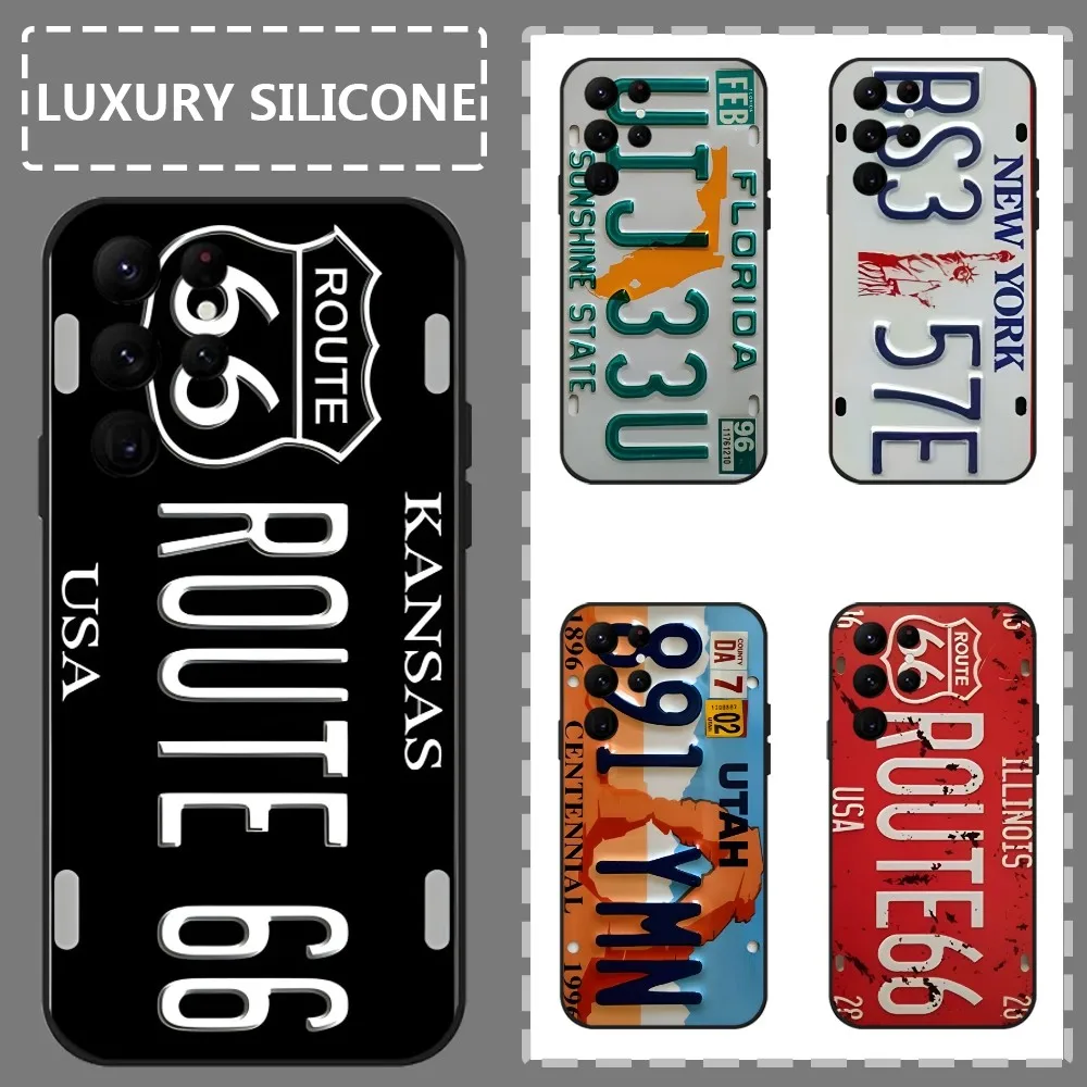 Retro Old License Plate Numb Phone Case For Samsung Galaxy S24 Ultra S22 S23 S21 S20 5G Protective Silicone TPU Funda