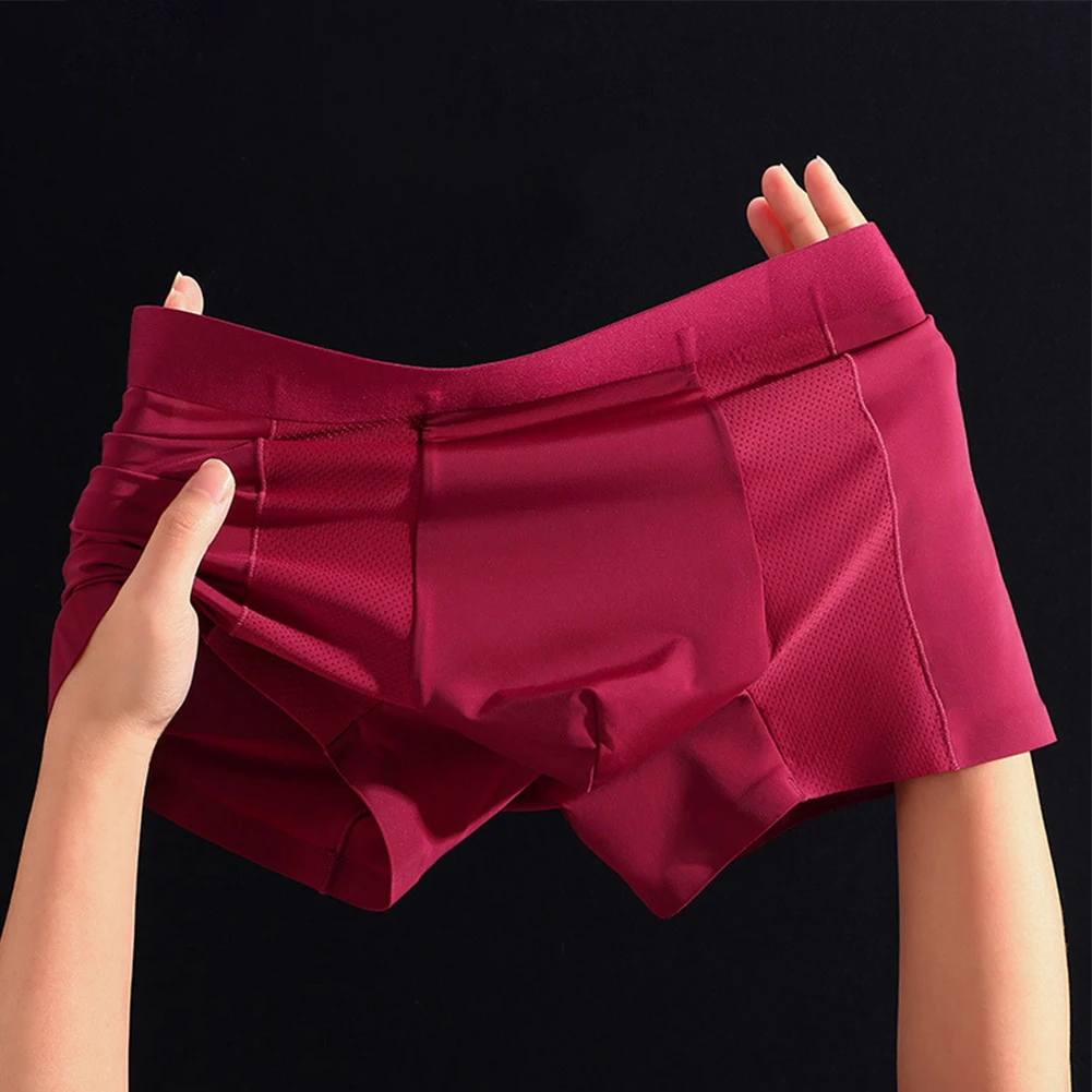 

Men Trunks Ice Silk Mesh Sweat Absorption Boxers Mens U Convex Pouch Underwear Seamless Boxer Shorts Breathable Elastic Panties