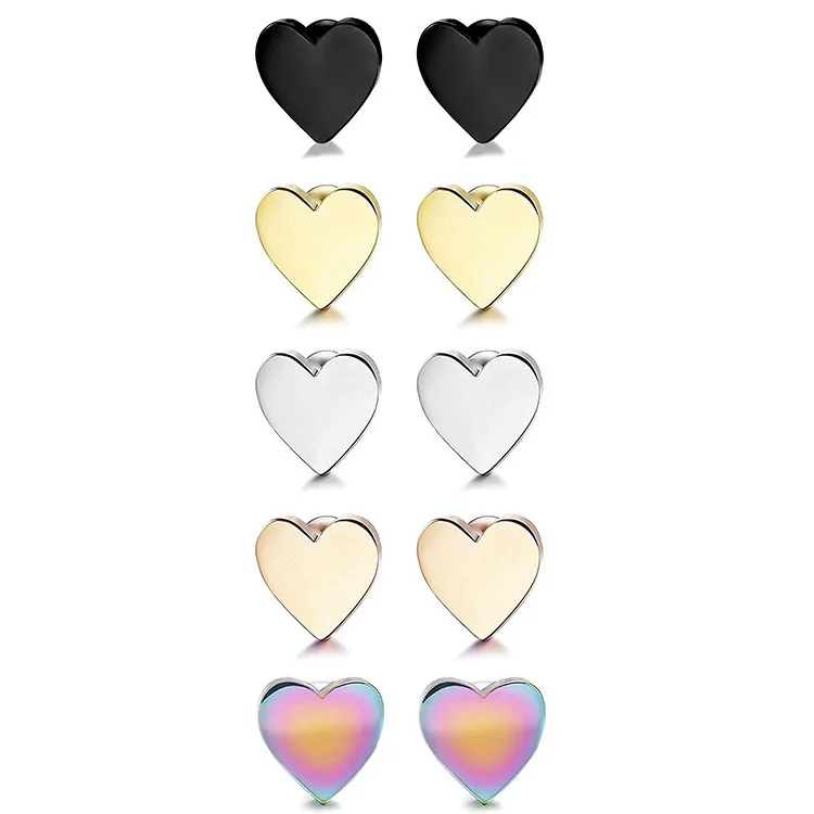 Серьги-гвоздики из нержавеющей стали в форме сердца