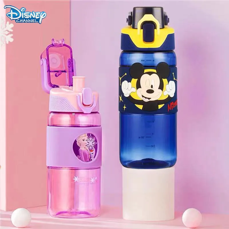 

Детская Спортивная бутылка для воды Disney, портативная ручка для учеников начальной школы, прямой чайник для питья, летняя пластиковая чашка ...