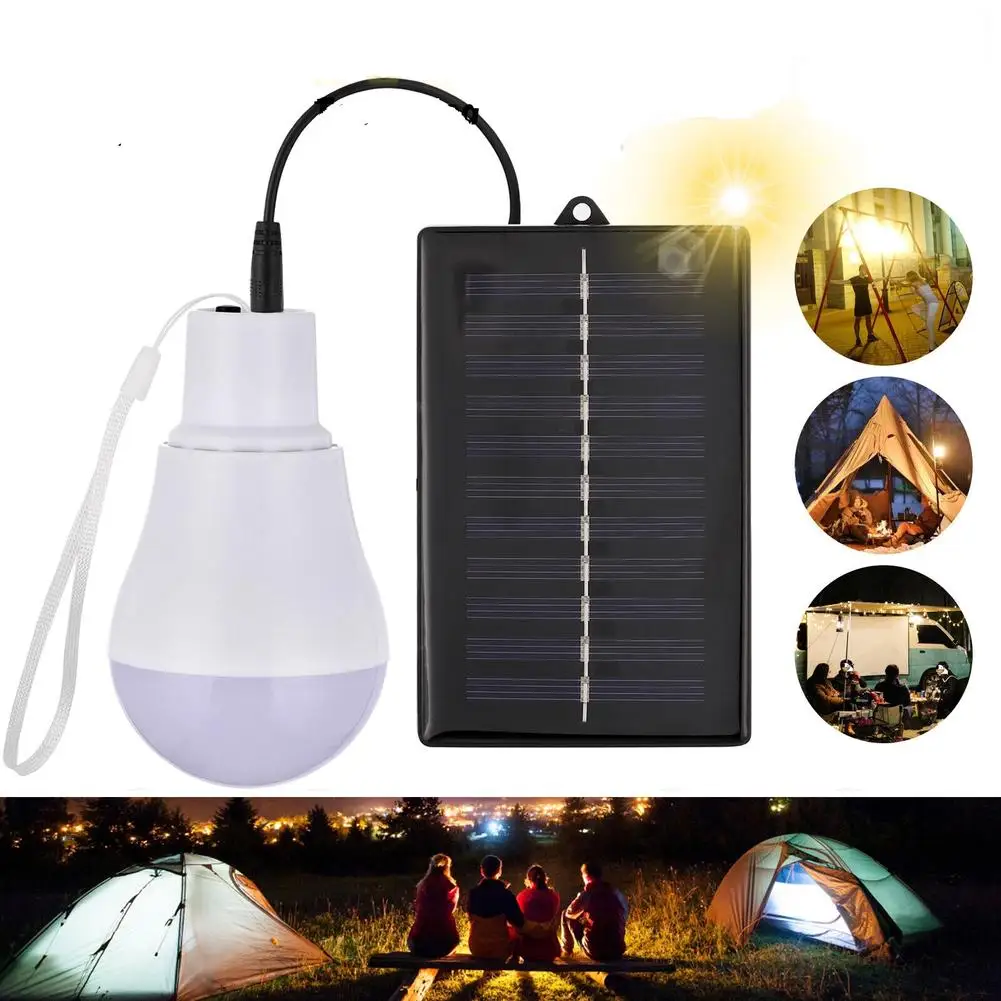 

Light Bulb Outdoor Camping LED Lights Bulb Solar Panel Powered High Brightness Tent Lamp For Outdoor Indoor