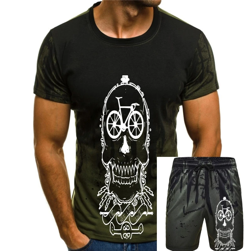 

Bicycle Skull T Shirt Vintage Oldschool Race Mountain Road Digital Printed Tee Shirt