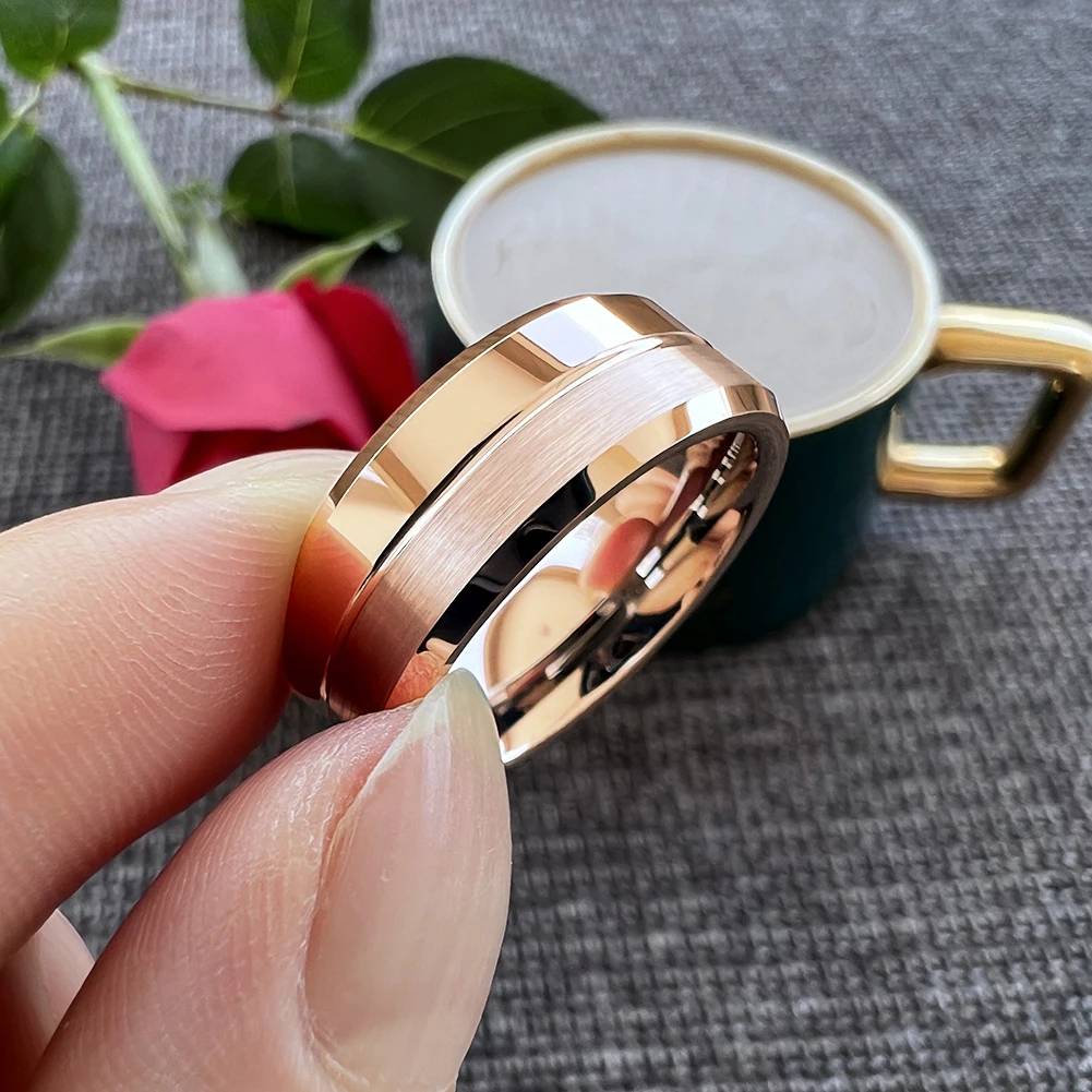 Dropshipping TUSSTEN 6/8MM Grooved Tungsten Carbide Ring Men Women Plain Band Classic Jewelry  Comfort Fit