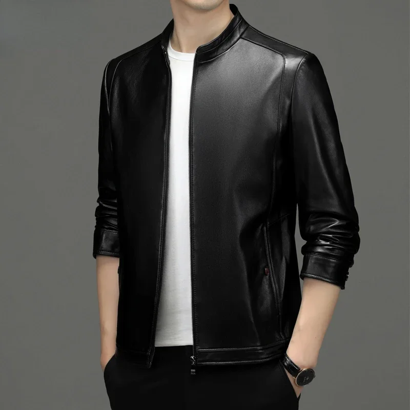 Куртка мужская из натуральной кожи свободная повседневная верхняя одежда с