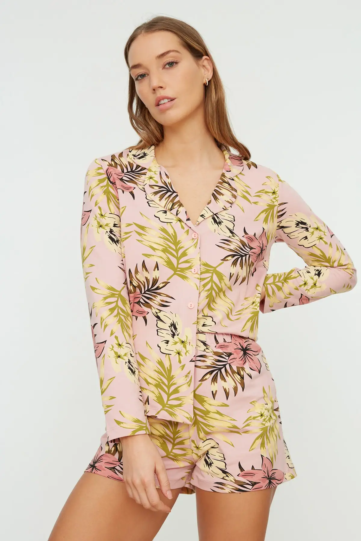 

Flower Patterned Knitted Pajama set THMSS22PT0354