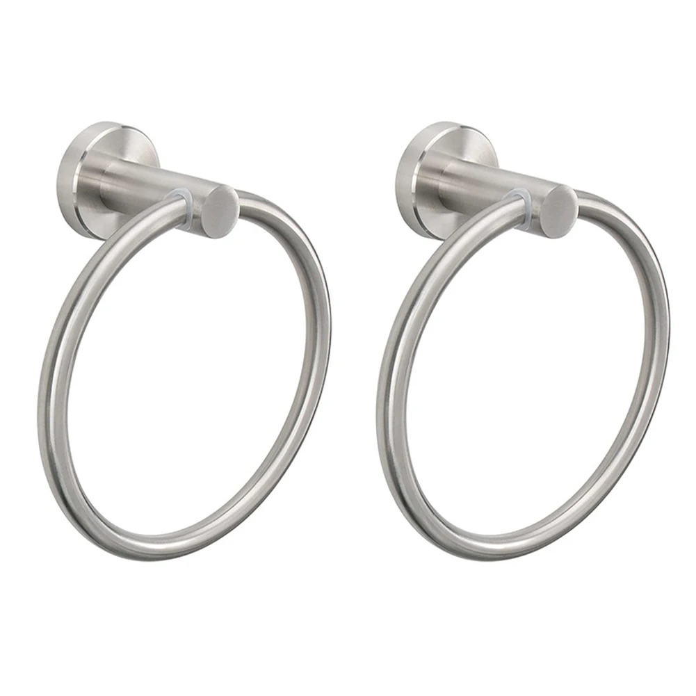 

2pcs With Screw Home Hotel Wall Mounted Brushed Accessories For Bathroom Bedroom Storage Holder Towel Ring Durable Space Saving