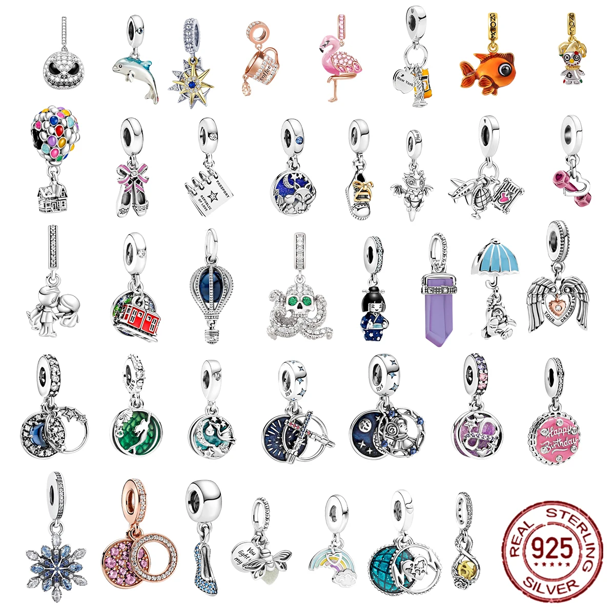 Женский браслет с аистом и мерцающими звездами из серебра 925 пробы - купить по