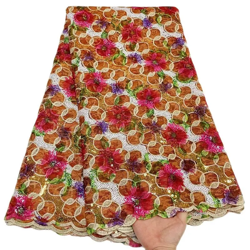 Новейший дизайн нигерийская сетчатая кружевная ткань африканские блестки