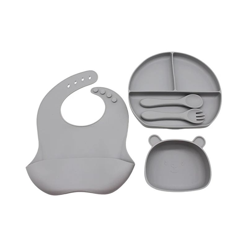 Силиконовая тренировочная тарелка для детей набор подносов еды с нагрудником