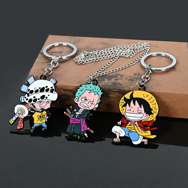 

Comics OP ワンピース Necklace Keychain Anime Figure Luffy モンキーD·ルフィ Zoro Hard Enamel Pendant Necklace Jewelry Cute Cosplay Props Gift