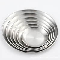 korean stainless steel thickened disc golden cafe tray fruit dish shallow plate cake bone plato fruit bowl