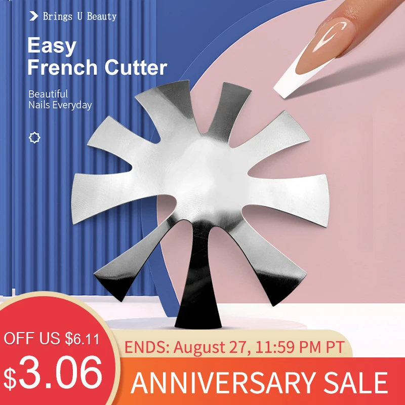 

Pro 9 Size Almond shape Easy French Smile Cut V Line Tips Manicure Edge Trimmer Acrylic Nail Cutter Tool Kit