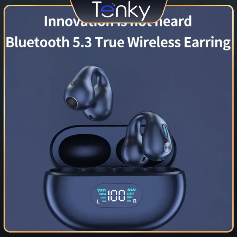 

Waterproof Earphone -compatible Headset Bone Conduction Earphones Not Hurt Ear Denoise Clip-on-ear Earbuds