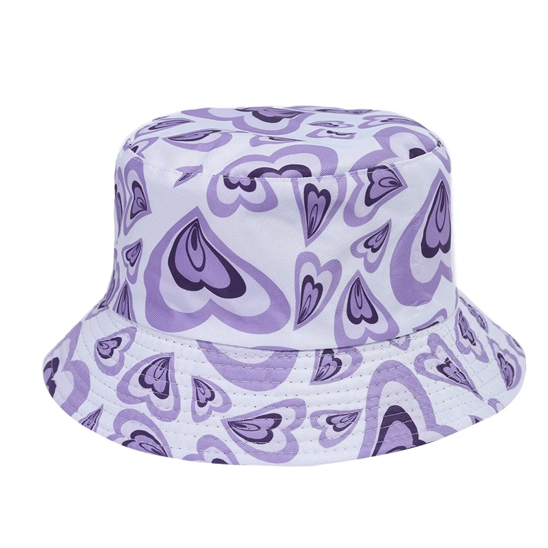 

Adult Heart Printing Printing Bucket Hat Foldable Wide Brim Hat Breathable Drop Shipping