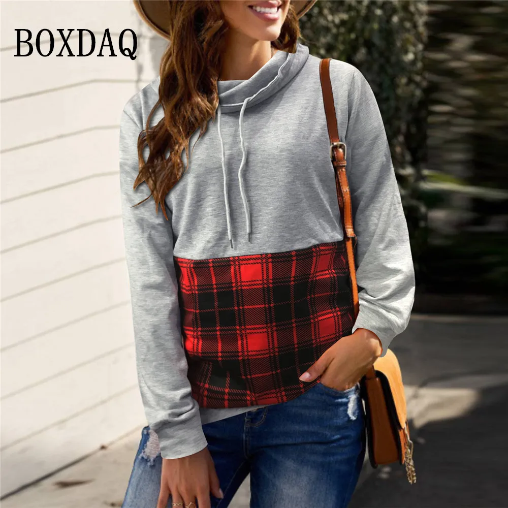 

Осень-зима 2022, винтажные классические клетчатые толстовки с принтом в стиле пэчворк, Женский Повседневный Модный пуловер, женский свободны...