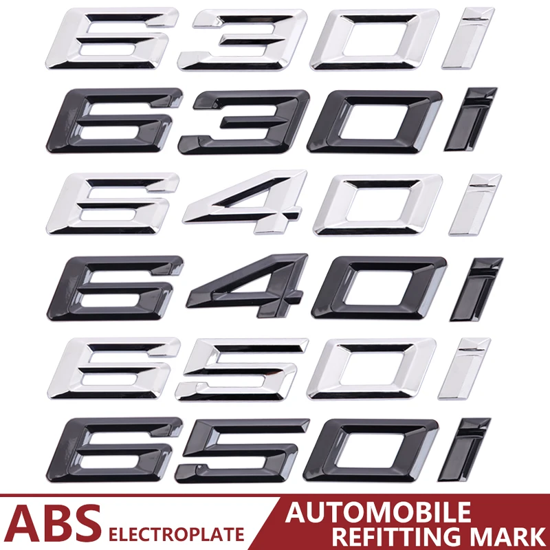 3D ABS черные Серебряные буквы 630i 640i 650i Эмблема для автомобильного крыла багажника задняя логотип наклейка
