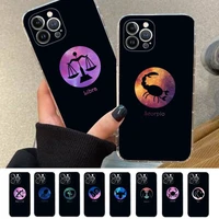 twelve constellations phone case silicone soft for iphone 14 13 12 11 pro mini xs max 8 7 6 plus x xs xr cover