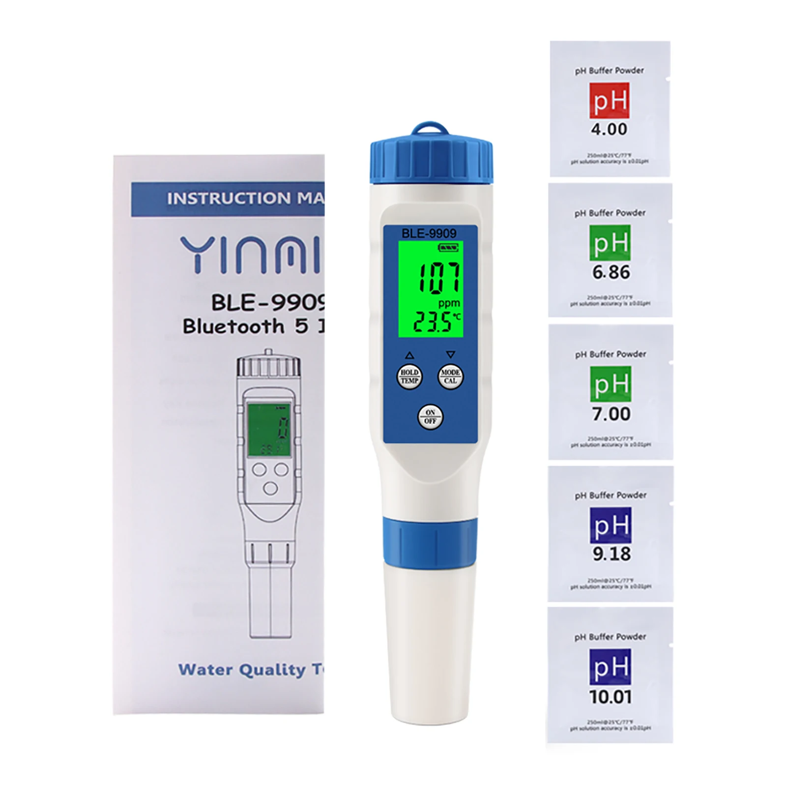 

Water Quality Tester5 In 1 In Smart PH Meter PH Tester PH/TDS/EC/SALT/TEMP High Accuracy Small In Size On Neck Transfer Data To