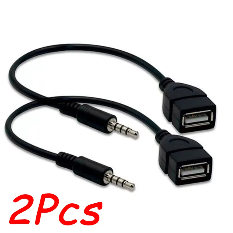 

1-2 шт. автомобильный MP3-плеер, преобразователь 3,5 мм, автомобильный аудиокабель AUX к USB-аудиокабелю, шнур для воспроизведения музыки, автомобильный USB-конвертер для наушников