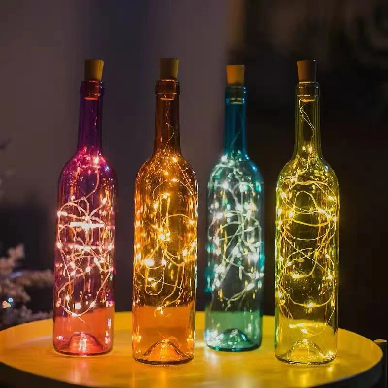 

Затвор для бутылки, свет, медная проволока, светодиодная гирлянда с аккумулятором, стеклянная осветительная лампа для спальни, девочки, в фо...