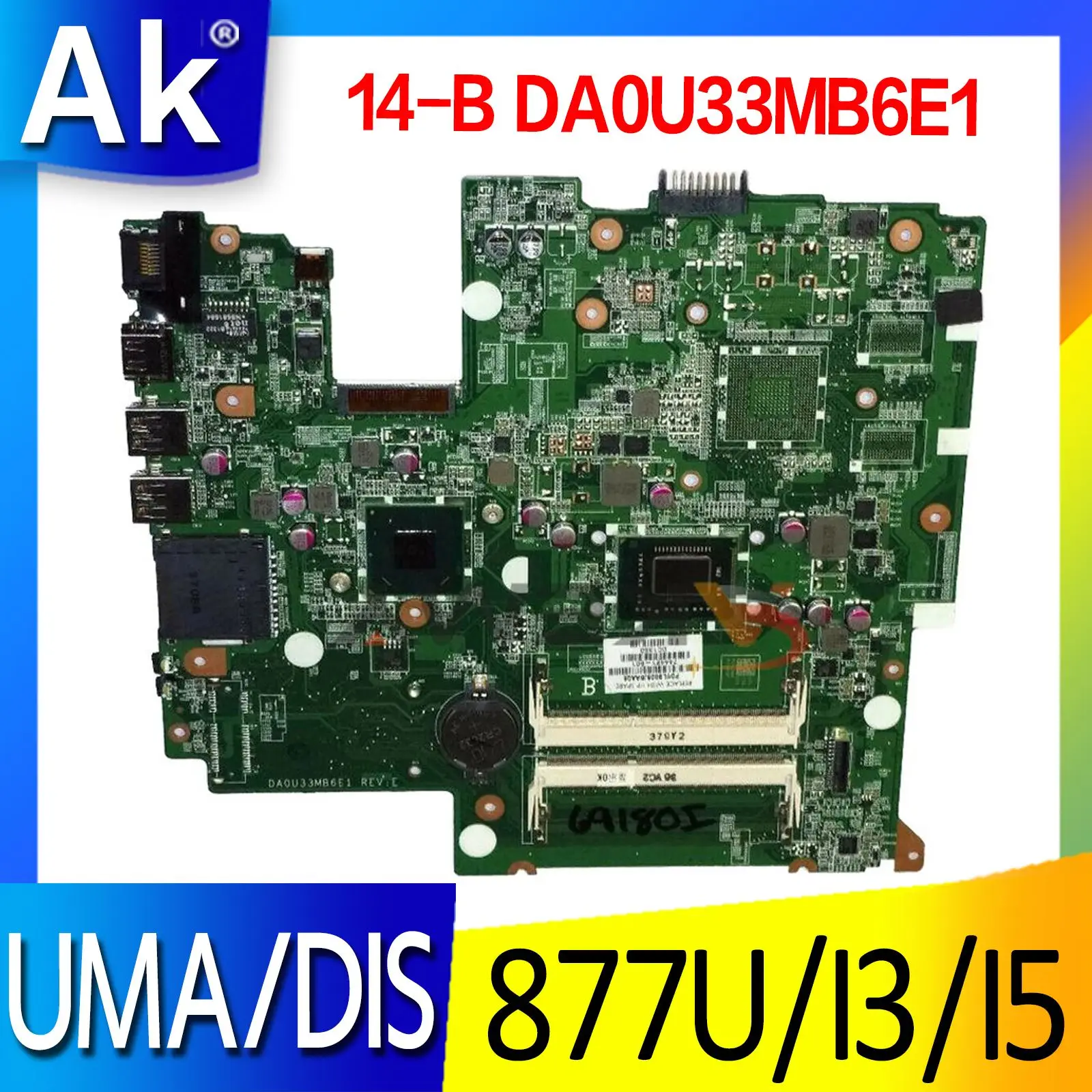 

Материнская плата для ноутбука HP Pavilion 14-B, системная плата с 877U I3-2375M i5-3317U CPU DA0U33MB6E1, материнская плата