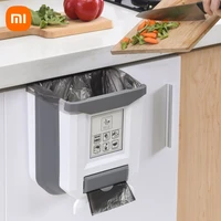 xiaomi kitchen wall mounted folding trash can household cabinet hanging storage trash basket classification hanging trash can