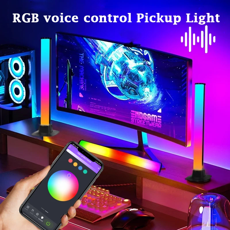 

RGB Smart LED Light Bar App Control Pickup Lamp Music Rhythm Atmosphere Lighting for Computer Gaming Desktop Decor Colorful Lamp