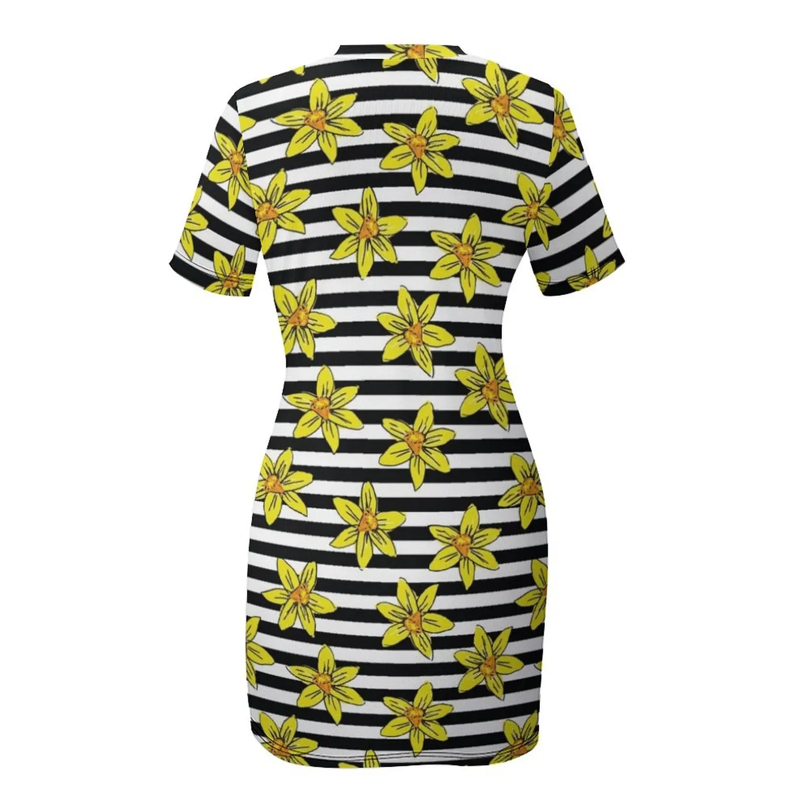 Платье с короткими рукавами и цветочным принтом в полоску зебры элегантное