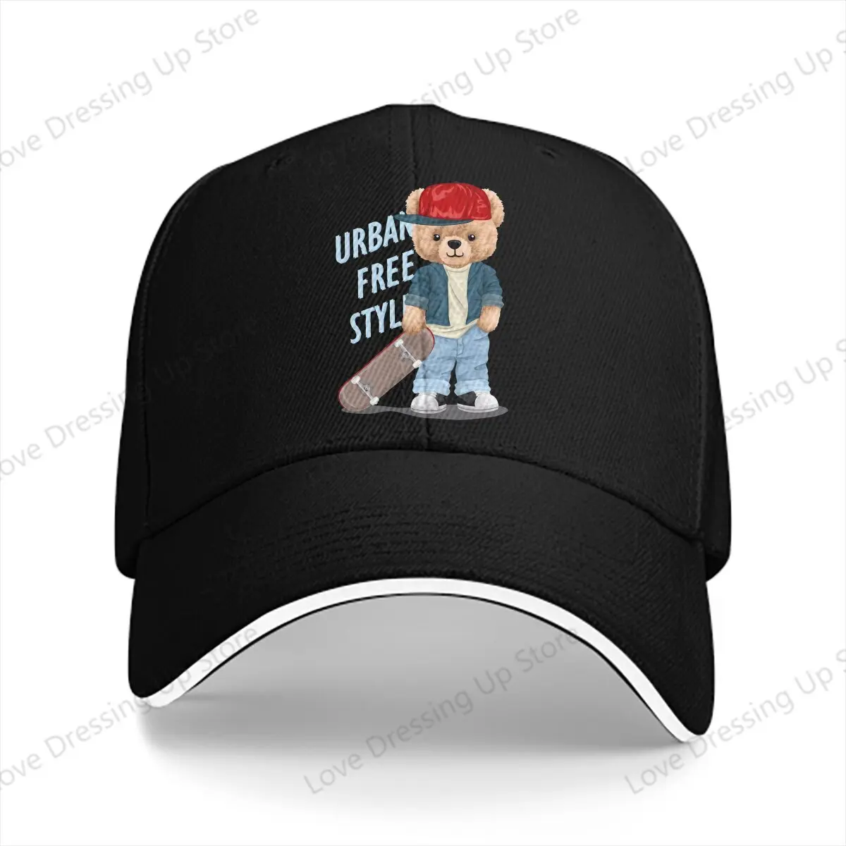 New Teddy Bear Men Women Baseball Caps Cute bear the skateboarder Dad's HatRunning Hats