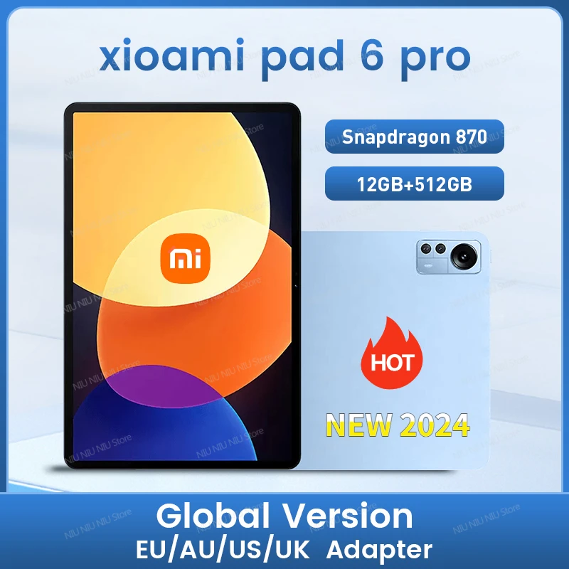 

2023 New Global Version Tablet Android Pad 6 Pro 12GB+512GB Snapdragon 870 Tabletas PC 5G Dual SIM Card or WIFI HD 4K Mi TABL 5