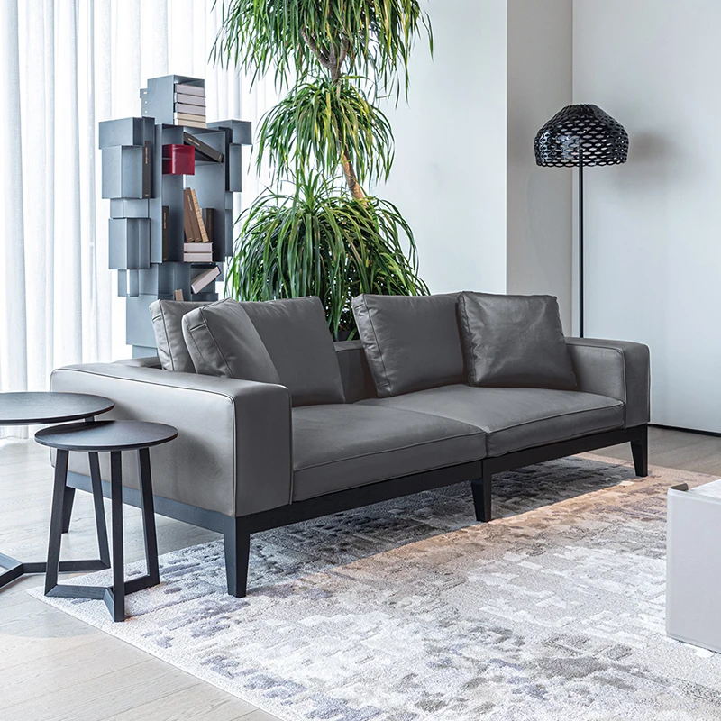 

Office sofa reception room Italian modern minimalist business meeting boss manager office leather sofa
