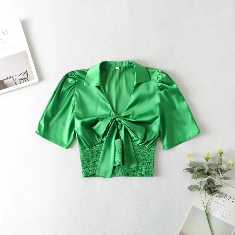 

2022 New Spring Summer Women Female Sexy Polyester Shirt Brand Blouse Outwear