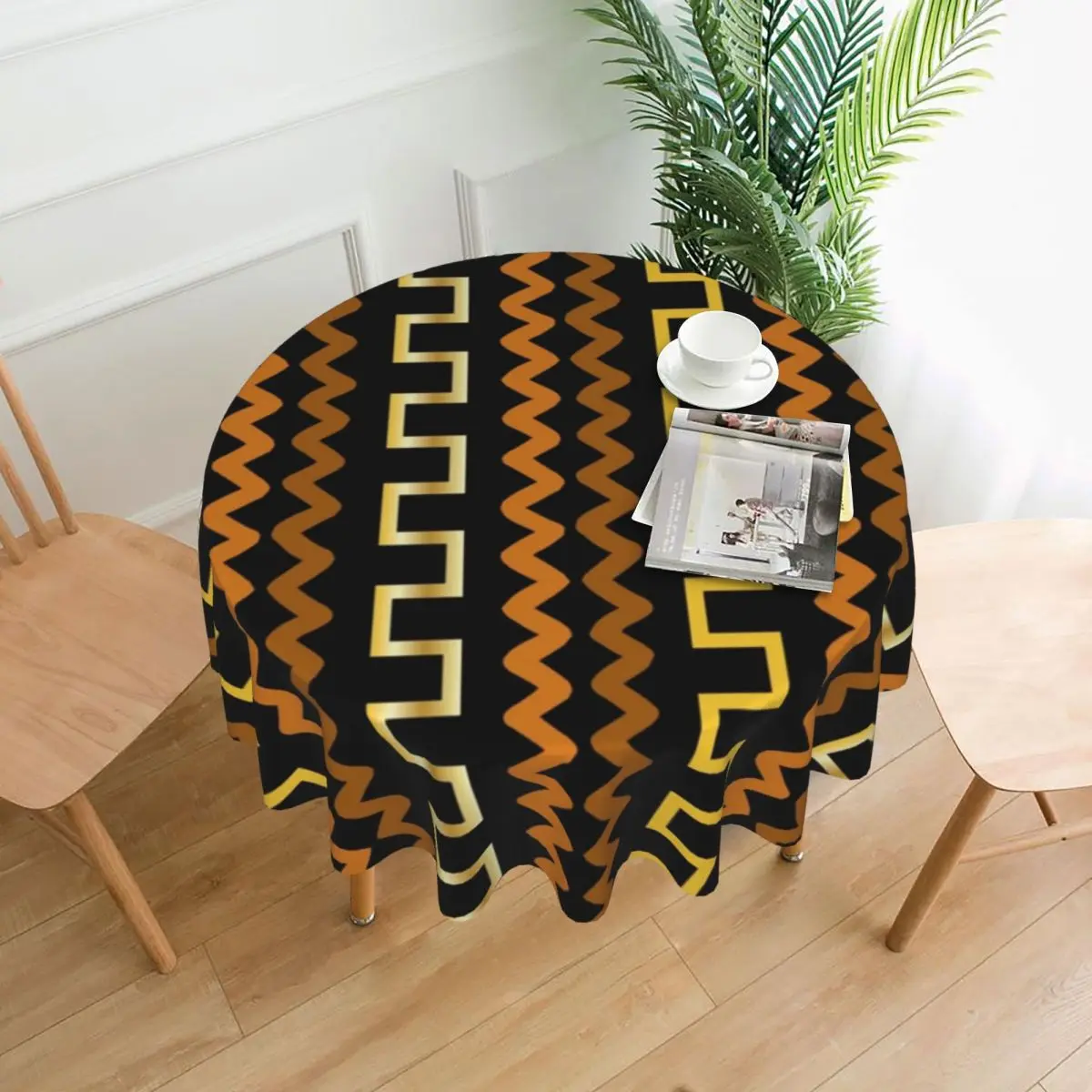 Золотая современная абстрактная Геометрическая круглая скатерть в стиле ретро
