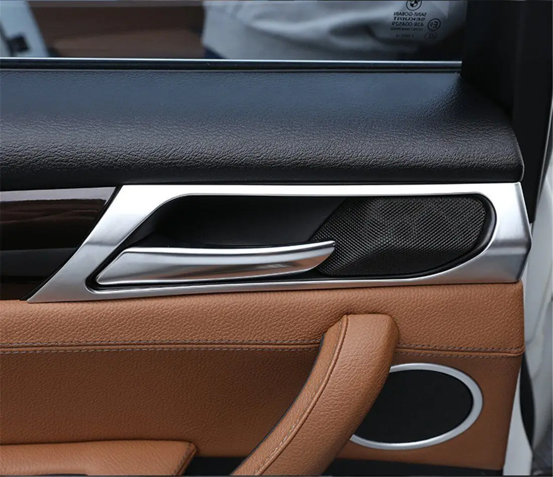 

4×Silver ABS Interior Door Handle Bowl Panel Cover For BMW X3 F25 X4 F26 2014-17