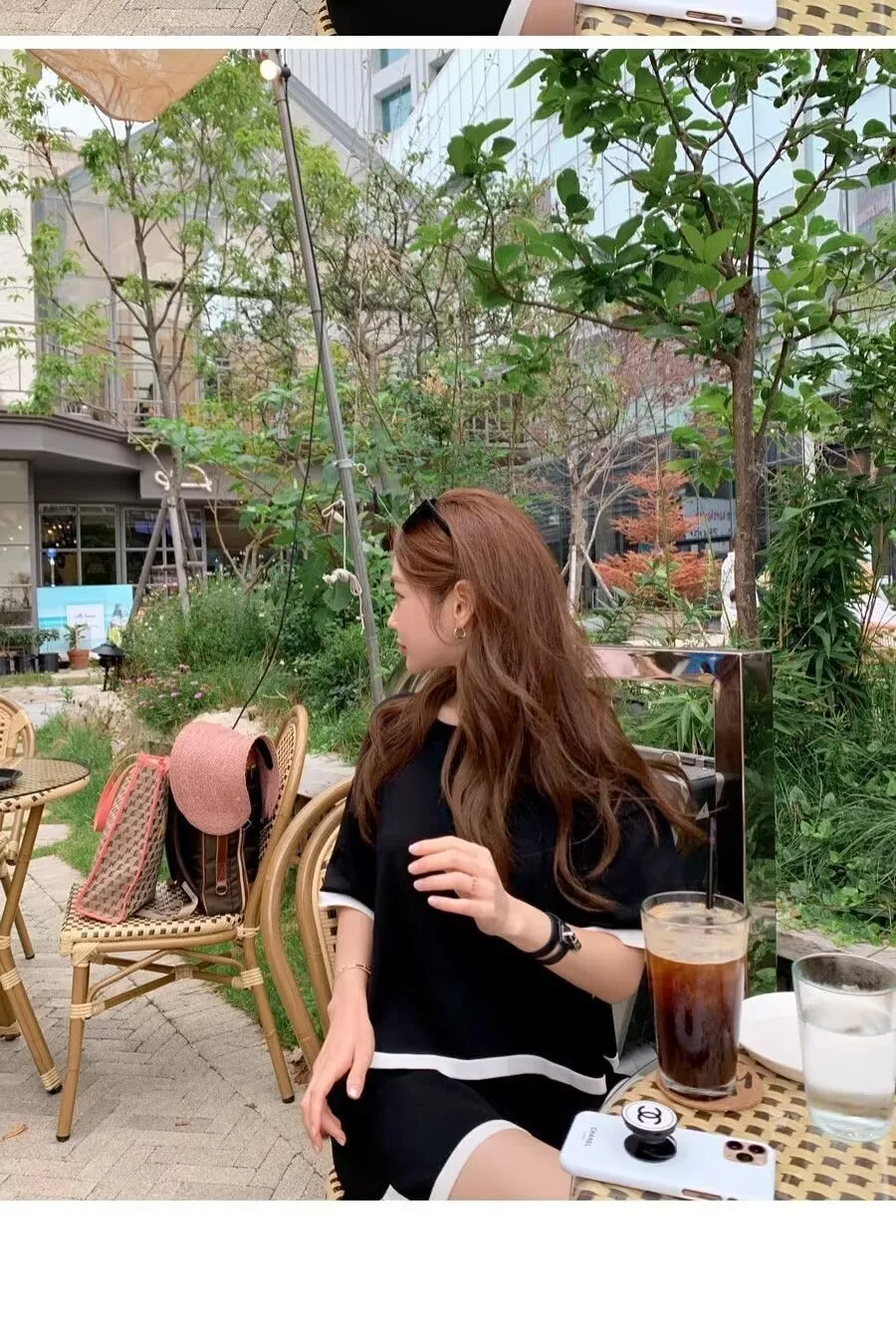 Hazzys Ladies Summer Embroidery Simple Short Sleeve T-shirt Set Short Sleeve + Split Shorts Casual Two Piece Set