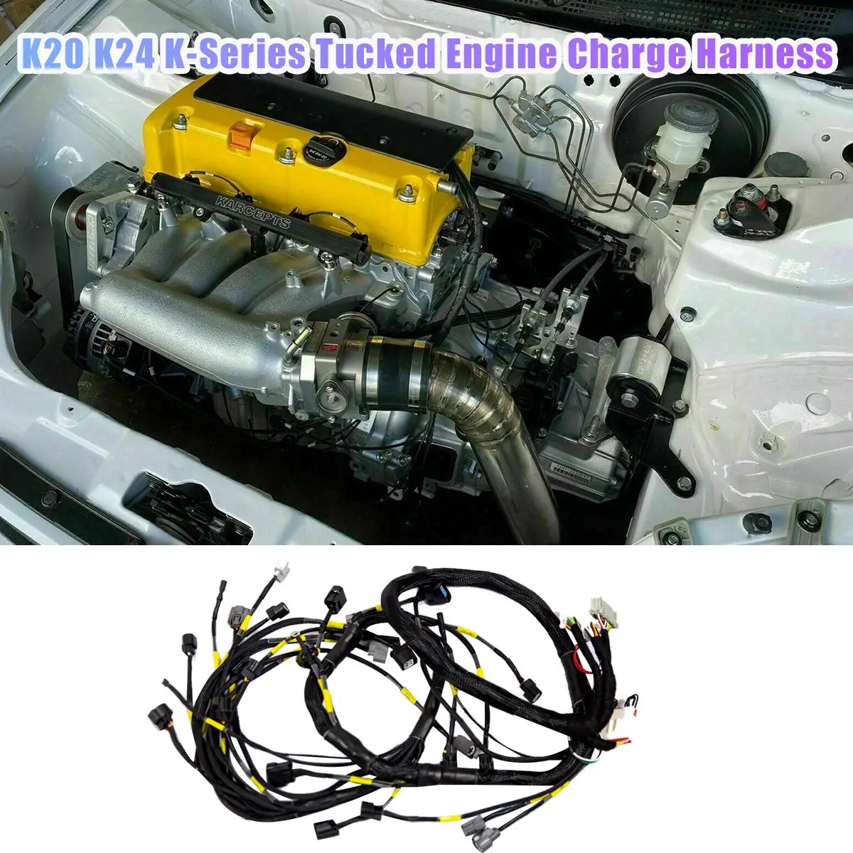 

K20 K24 K-Series Tucked Engine Harness for Honda Acura K-Swap Integra CRX EK EG Civic EP3 01-05 RSX 02-04